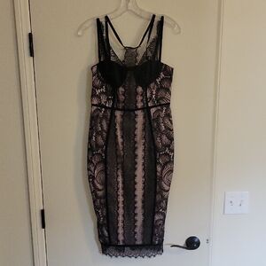 Nasty Gal Black and Nude Lace Dress